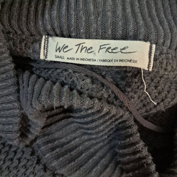 Free People Women's She's A Keeper Boho Top Charcoal Gray Long Sleeve Oversize S - Picture 8 of 9